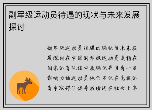 副军级运动员待遇的现状与未来发展探讨